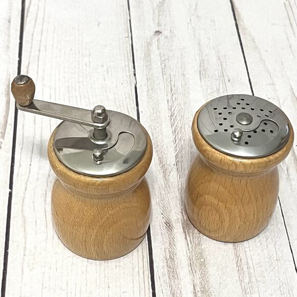 Vintage MCM Fraber Made In Italy Wooden Pepper Mill And Salt Shaker Grinder - Picture 7 of 10